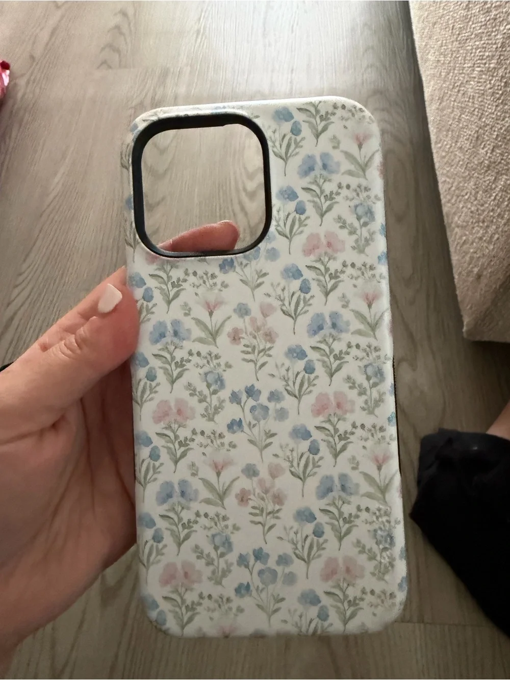 Floral Protective Phone Case in White with Blue & Pink Flowers